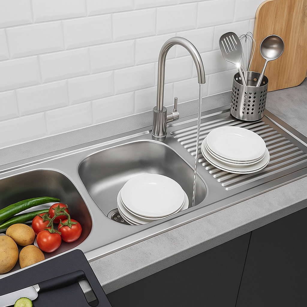 Stainless Steel Inset Sink Double Bowl 1200*500 - Image 2