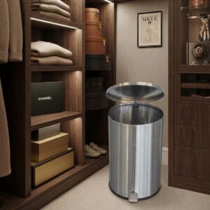 Brushed Stainless Steel 2-Piece Round Pedal Bin
